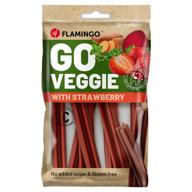 Abbildung Flamingo Hundesnack Veggie Stick mit Erdbeere rot