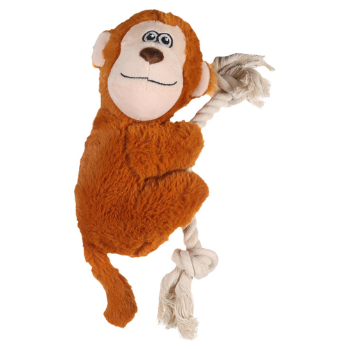 Flamingo Hundespielzeug Affe mit Seil Hangta braun