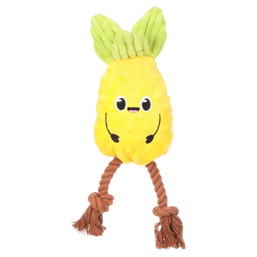 Flamingo Hundespielzeug Bubto Ananas mit Seil gelb