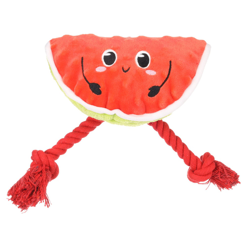 Flamingo Hundespielzeug Bubto Wassermelone mit Seil rot