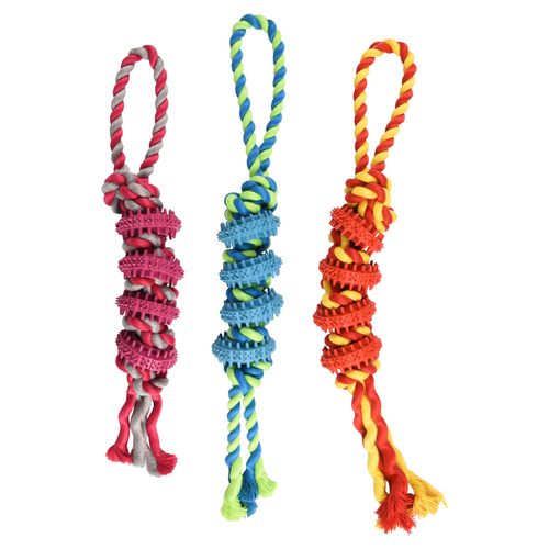 Flamingo Hundespielzeug Dental Gummi Plates mit Seil