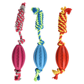 Abbildung Flamingo Hundespielzeug Dental Gummi Rugbyball mit Seil