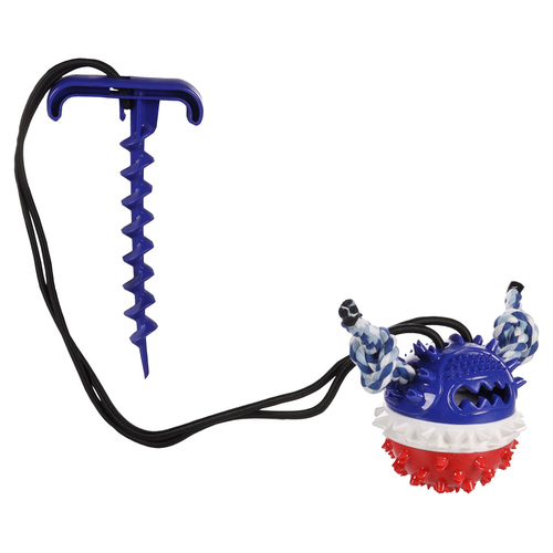 Flamingo Hundespielzeug Erdpflock mit Ball Gazo blau