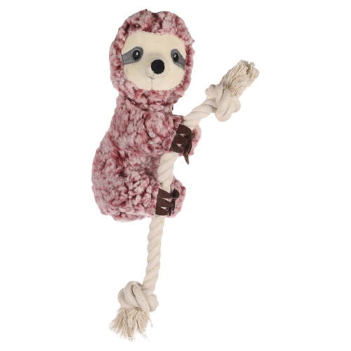 Flamingo Hundespielzeug Faultier mit Seil Hangta altrosa