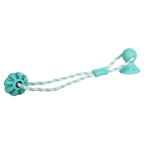 Flamingo Hundespielzeug Fixa Ball und Saugnapf mit Seil minzgrün