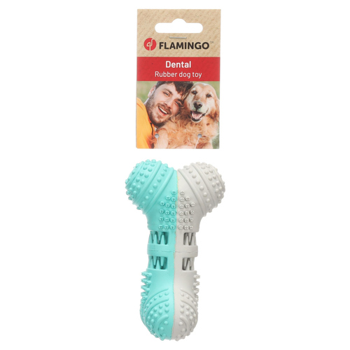 weitere Abbildung Flamingo Hundespielzeug Growi Dental Hantel wei/grn