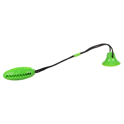 Flamingo Hundespielzeug Klevo Stick und Saugnapf mit Seil grün