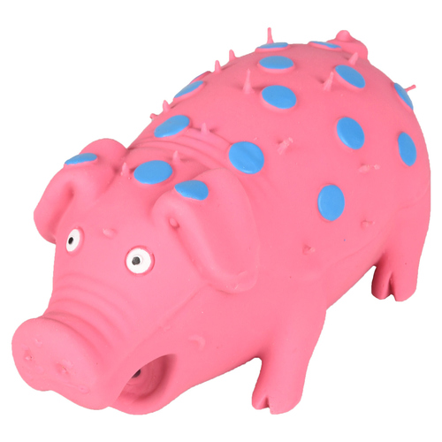Flamingo Hundespielzeug Latex Schwein mit Punkten rosa