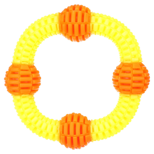 Flamingo Hundespielzeug Lipa Ring mit Ball gelb/orange