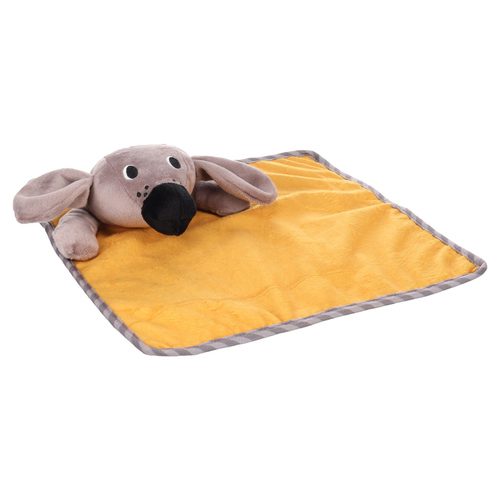 Flamingo Hundespielzeug Livo Kuscheltuch für Welpen ocker