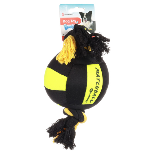 weitere Abbildung Flamingo Hundespielzeug Matchball Aqua mit Seil schwarz/gelb