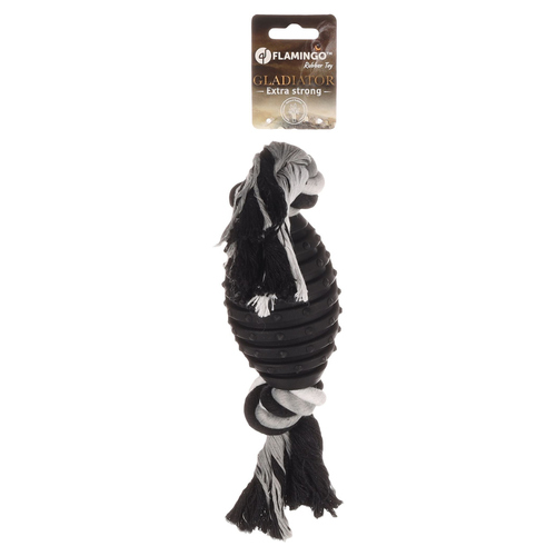 weitere Abbildung Flamingo Hundespielzeug Rugby mit Seil Gladiator schwarz