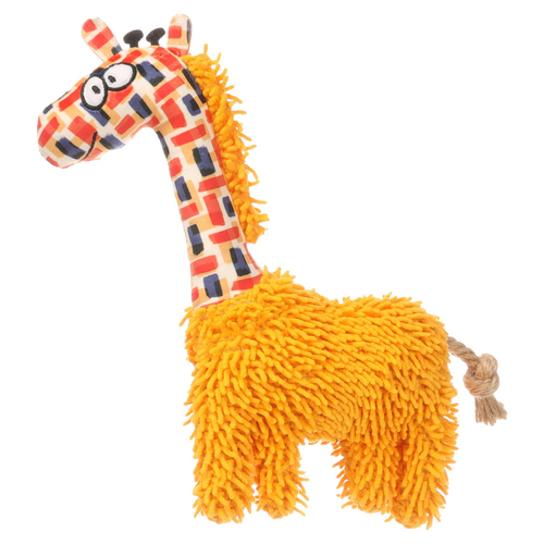 Flamingo Hundespielzeug Saffia Giraffe mit Seil ocker
