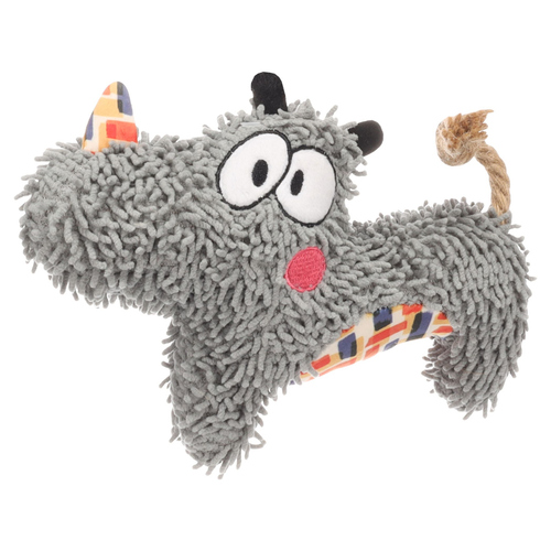 Flamingo Hundespielzeug Saffia Nashorn mit Seil grau