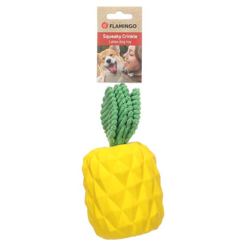 weitere Abbildung Flamingo Hundespielzeug Seezo Ananas gelb