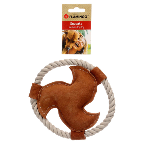 weitere Abbildung Flamingo Hundespielzeug Swa Frisbee aus Leder braun