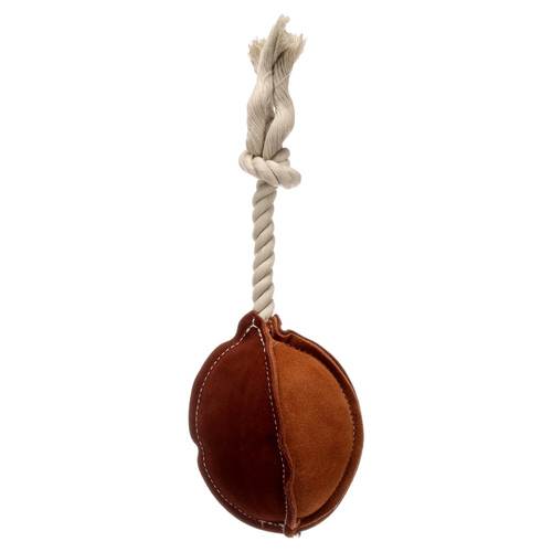 Flamingo Hundespielzeug Swa Rugby aus Leder braun
