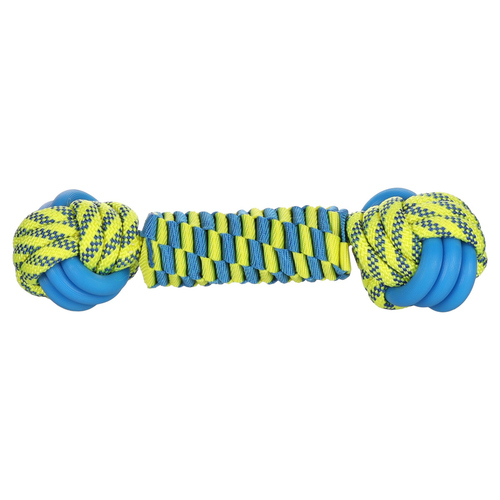 Flamingo Hundespielzeug Tofla Knotenball Schnur blau/gelb