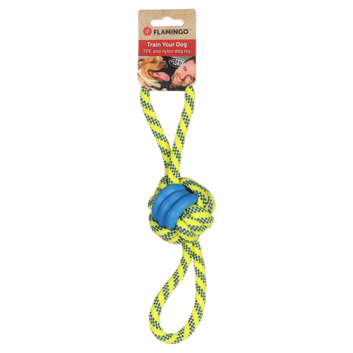 weitere Abbildung Flamingo Hundespielzeug Tofla Knotenball blau/gelb