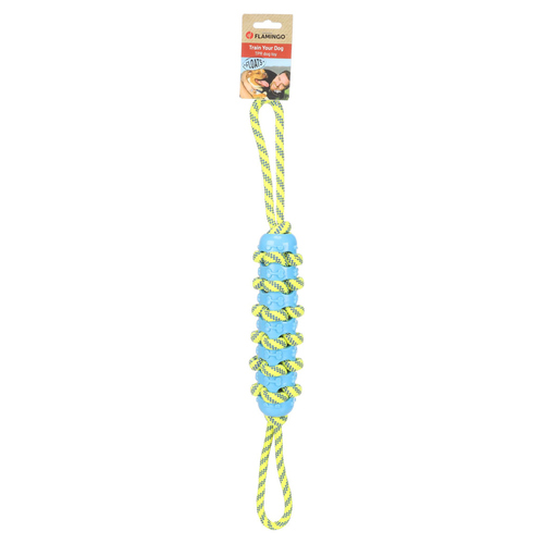 weitere Abbildung Flamingo Hundespielzeug Tofla Zerrseil Stick blau/gelb