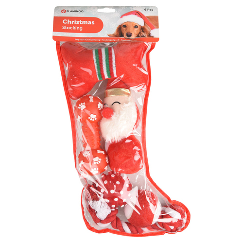 Flamingo Hundespielzeug Weihnachtsstrumpf rot
