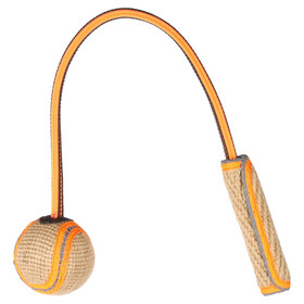 Abbildung Flamingo Hundespielzeug Zerrseil Juru mit Ball beige & Fluo orange