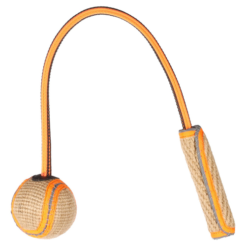 Flamingo Hundespielzeug Zerrseil Juru mit Ball beige & Fluo orange