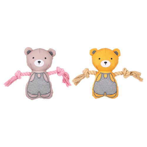 Flamingo Hundespielzeug für Welpen Britty Bär mit Seil