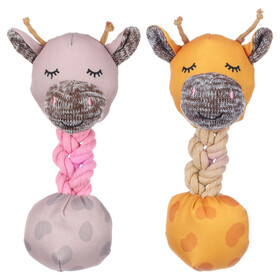 Flamingo Hundespielzeug f&uuml;r Welpen Britty Giraffe mit Ball & Seil