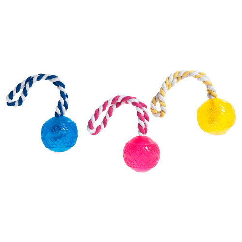 Flamingo Hundespielzeug good4fun Ball mit Seil