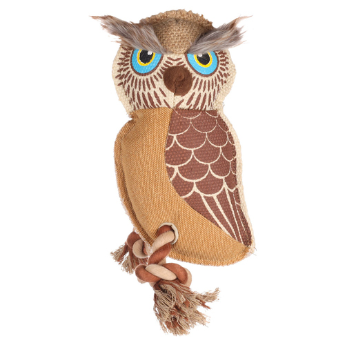 Flamingo Hundespielzeug mit Seil Nada Eule braun