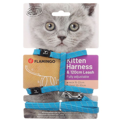weitere Abbildung Flamingo Ktzchen Geschirr mit Leine Elza blau
