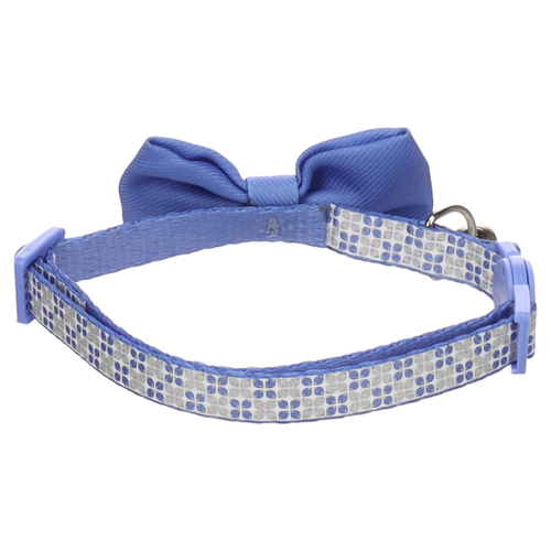 weitere Abbildung Flamingo Katzen Halsband mit Schleife Casi blau