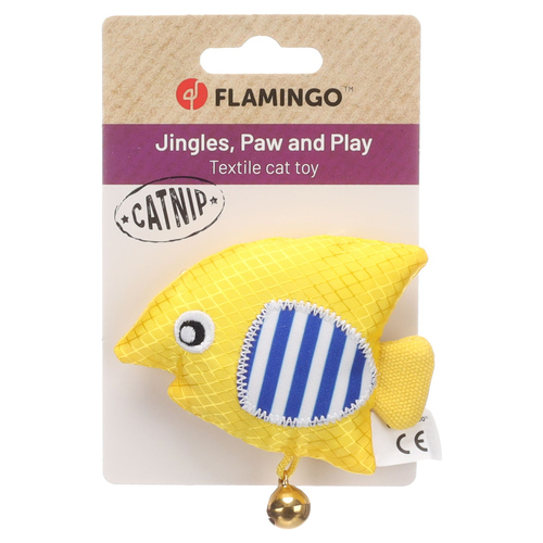 weitere Abbildung Flamingo Katzenspielzeug Strellow Fisch mit Glocke gelb