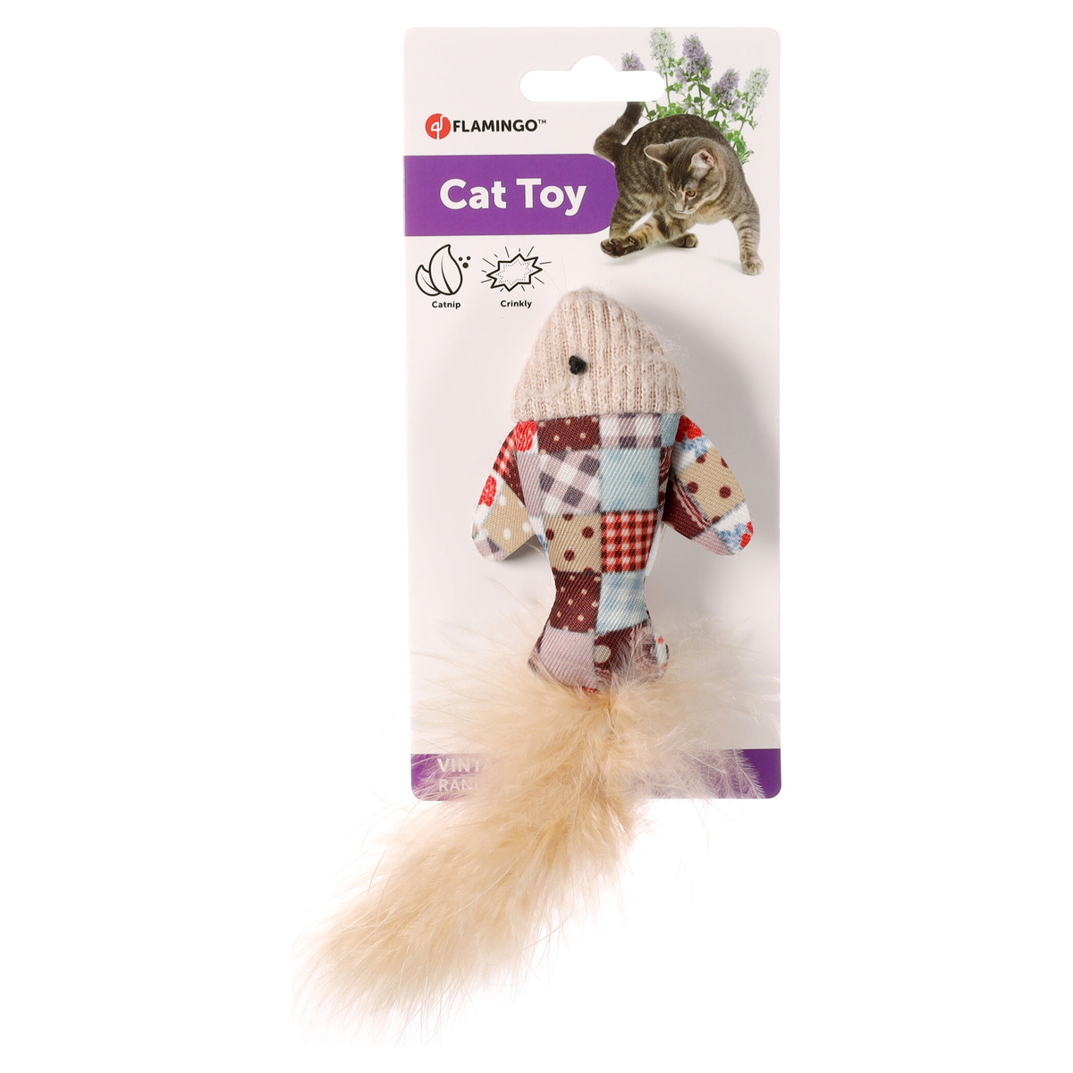 Flamingo Robla Krebs Katzenspielzeug 13cm - Mit Catnip, Knisterfolie & Bändern