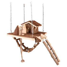 Abbildung Flamingo Nagerspielzeug Hngebrcke + Haus aus Holz Milly