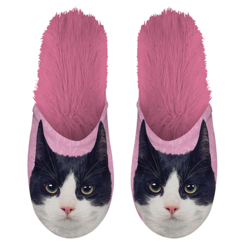 Flamingo Slipper Black and White Cat, Größe: 39 - 42