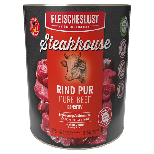 Fleischeslust Steakhouse Rind pur 800 g - 6 Stück