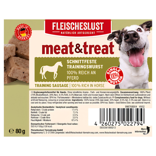 weitere Abbildung Fleischeslust meat & treat Pferd 80 g