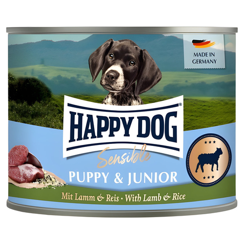 Happy Dog Sensible Puppy & Junior mit Lamm & Reis 200 g - 6 Stück