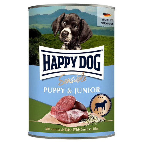 Happy Dog Sensible Puppy & Junior mit Lamm & Reis 400 g - 6 Stück