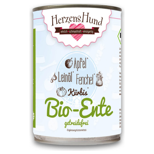 HerzensHund Bio-Ente mit Bio-Gemüse 400 g - 12 Stück
