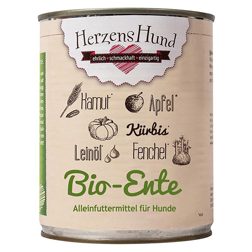 HerzensHund Bio-Ente mit Bio-Gemüse 800 g - 6 Stück