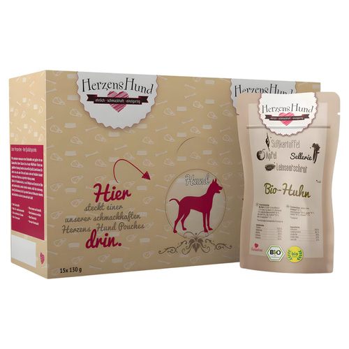 HerzensHund Bio Huhn mit Bio Gemüse 130 g - 18 Stück
