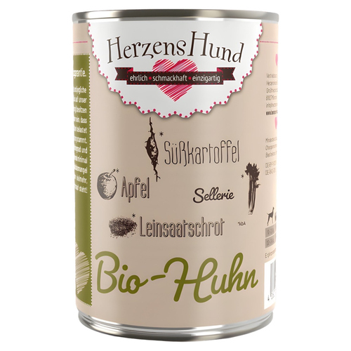 HerzensHund Bio-Huhn mit Bio-Kartoffel 400 g - 12 Stück