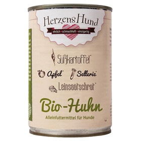 Abbildung HerzensHund Bio Huhn mit Bio Skartoffel 400 g - 12 Stck