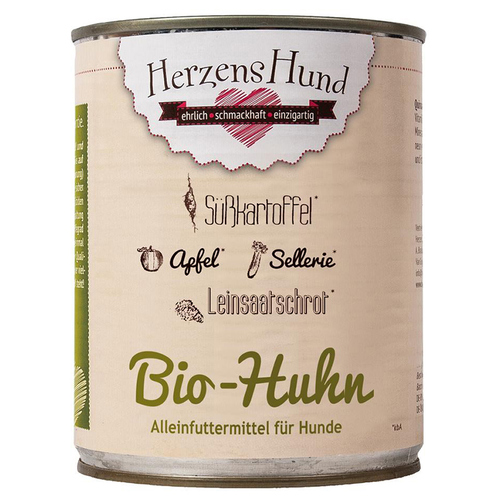 HerzensHund Bio Huhn mit Bio Süßkartoffel 800 g - 6 Stück