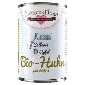 Abbildung HerzensHund Bio-Huhn mit Bio-Zucchini getreidefrei 400 g - 12 Stck