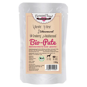 Abbildung HerzensHund Bio Pute mit Bio Hirse 130 g - 18 Stck