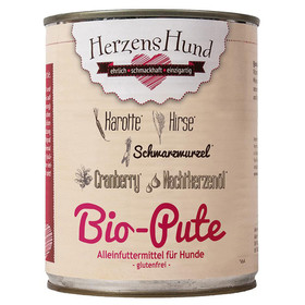 Abbildung HerzensHund Bio Pute mit Bio Hirse 800 g - 6 Stck
